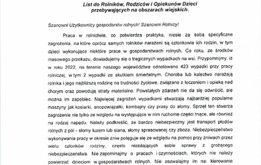 list do rolnik&oacute;w