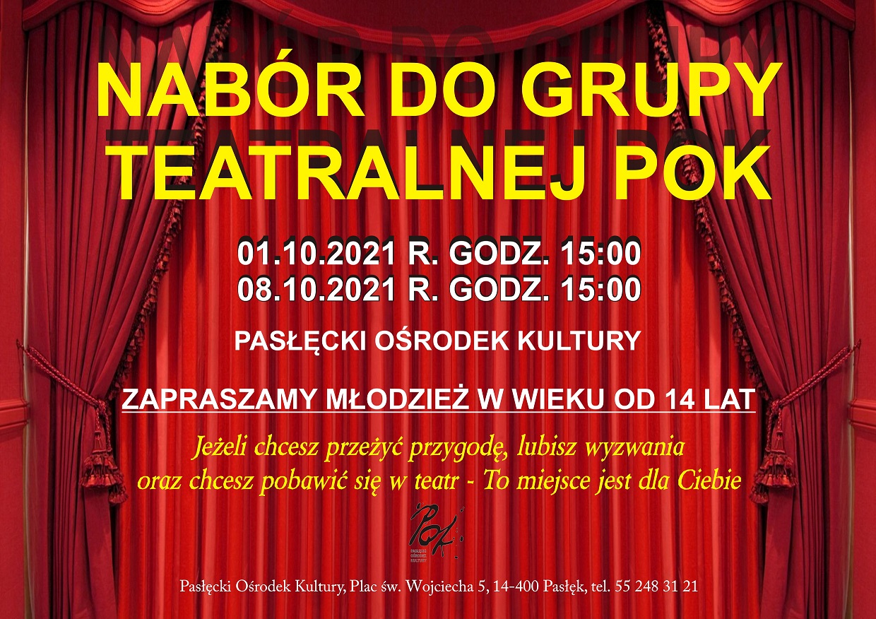 Nabór do Grupy Teatralnej POK - plakat