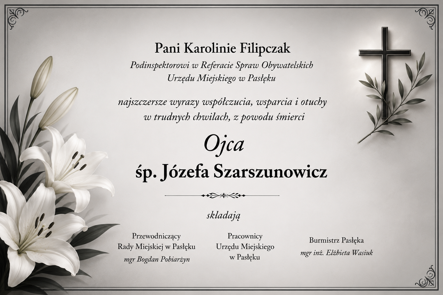 Kondolencje K. Filipczak - Ojciec