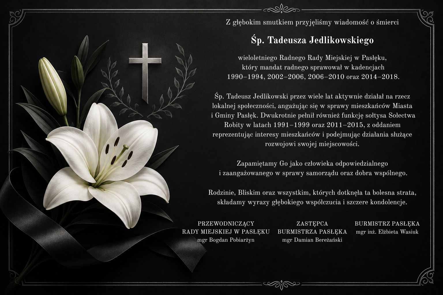 Kondolencje Jedlikowski