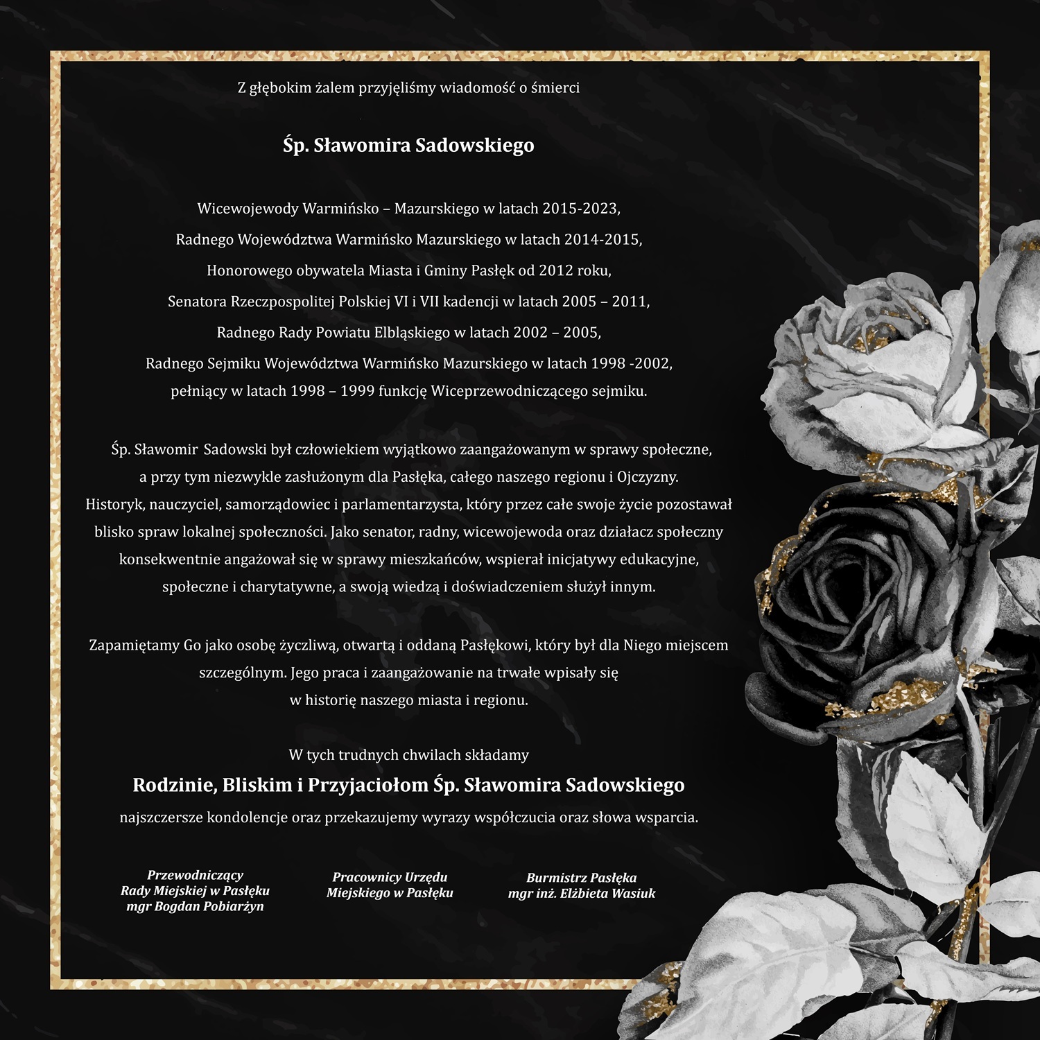Kondolencje S.Sadowski
