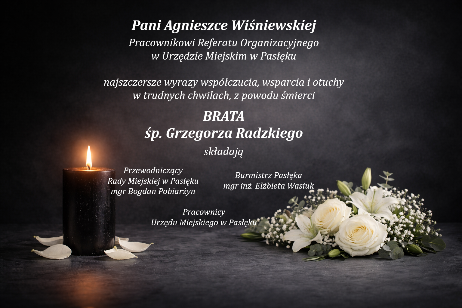 Kondolencje dla A. Wiśniewskiej