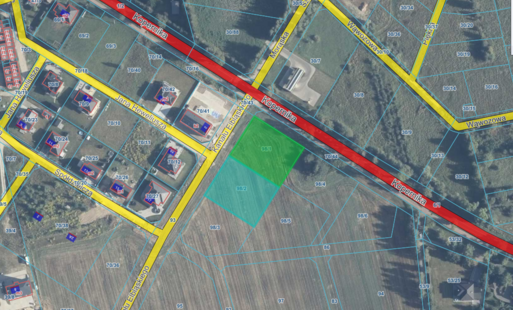 Mapa działek nr 98/1 i 98/2 położonych w Pasłęku przy ul. Kanału Elbląskiego