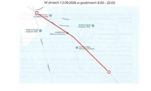 Zdjęcie do Komunikat dotyczący czasowego zamknięcia drogi