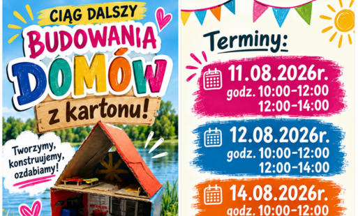 Zdjęcie do Kartonowe domy rosną nad jeziorkiem! Zapraszamy na kolejne wakacyjne zajęcia