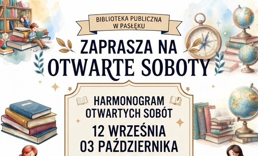 Zdjęcie do Biblioteka Publiczna w Pasłęku zaprasza w soboty!